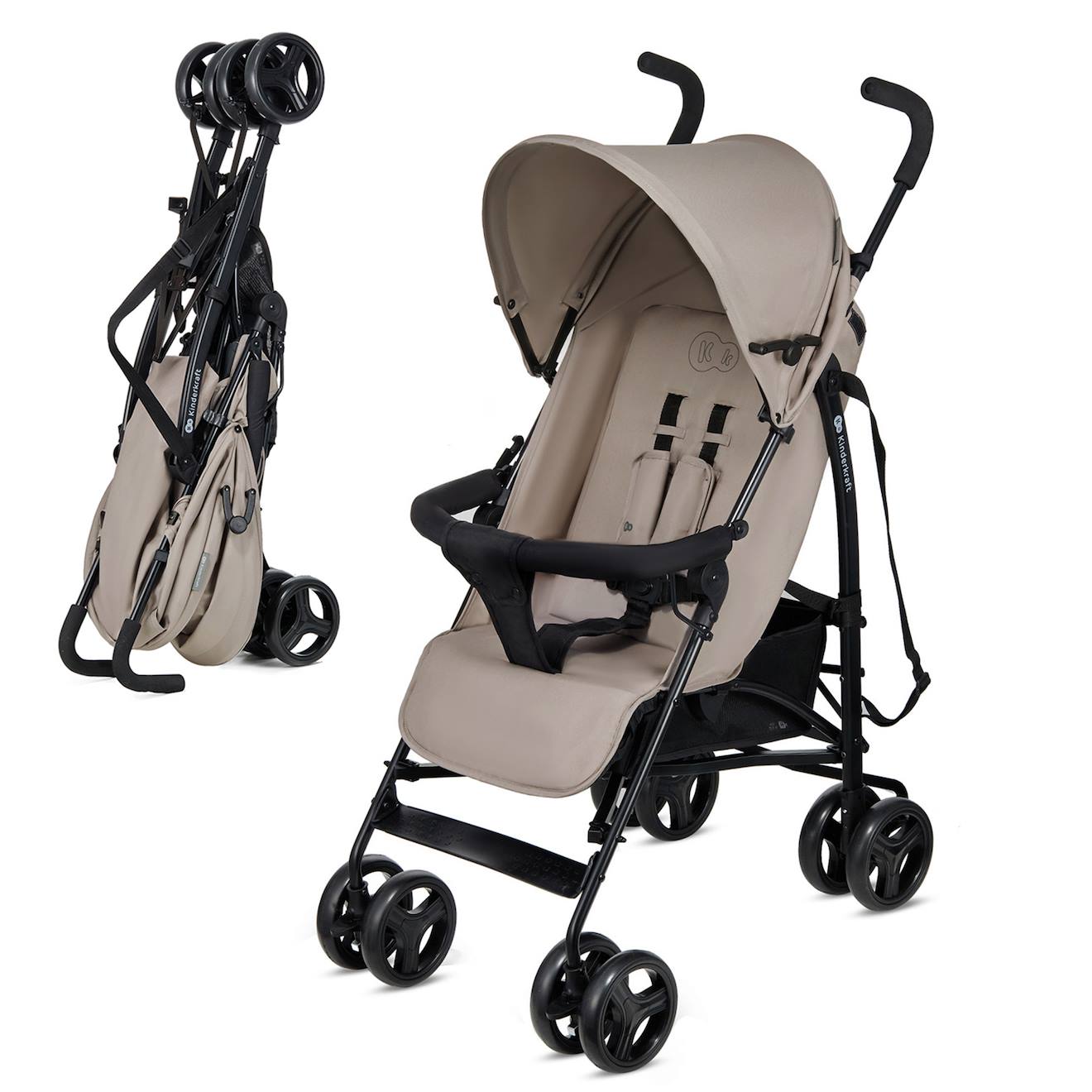 Poussette Parapluie Tik Légère 6,5 Kg Avec Position Allongée, Roues Eva Amorties Et Pliage Compact Beige
