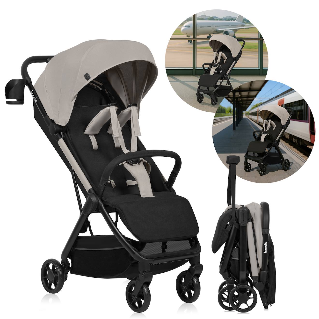 Poussette Ultra-compacte Julie Air Légère Et Pliable, Compatible Avion Beige Sand