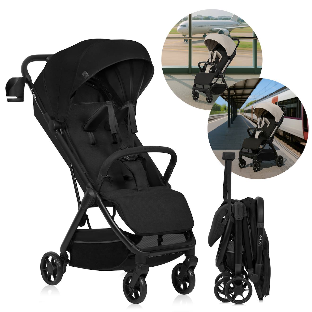 Poussette Ultra-compacte Julie Air Légère Et Pliable, Compatible Avion Black Onyx
