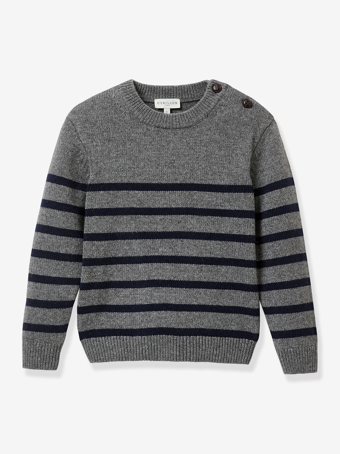 Pull marinière gris