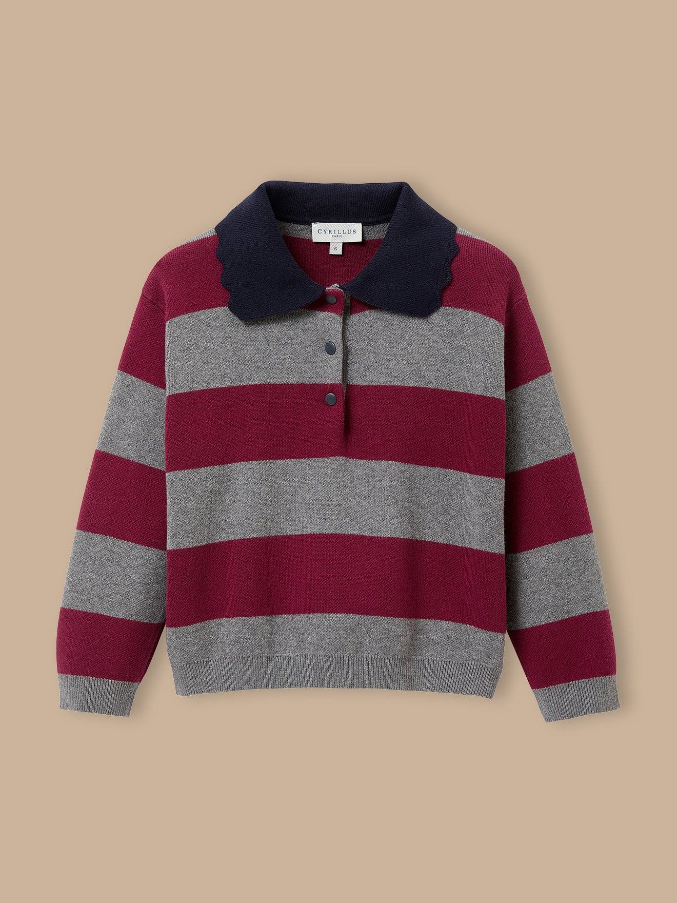 Pull Milano Rayé Fille Rayure Bordeaux