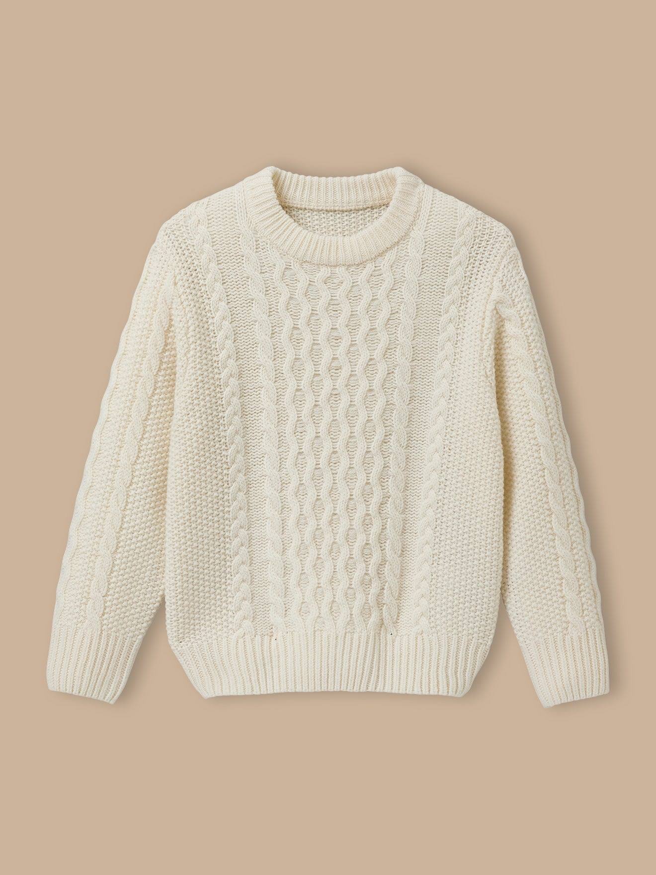 Pull Torsadé Avec Laine Garçon Ecru