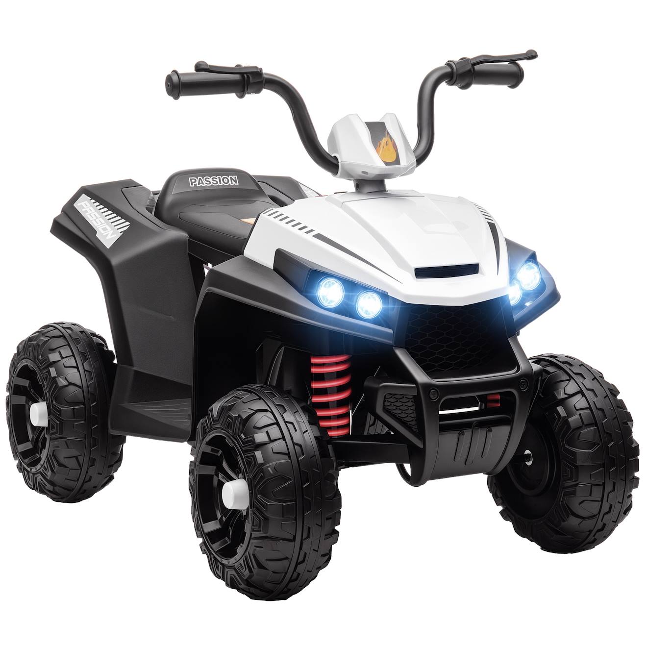 Quad Électrique Enfant 2 Moteurs 12v 5 Km/h Max. Marche Av Ar Nombreux Effets Blanc