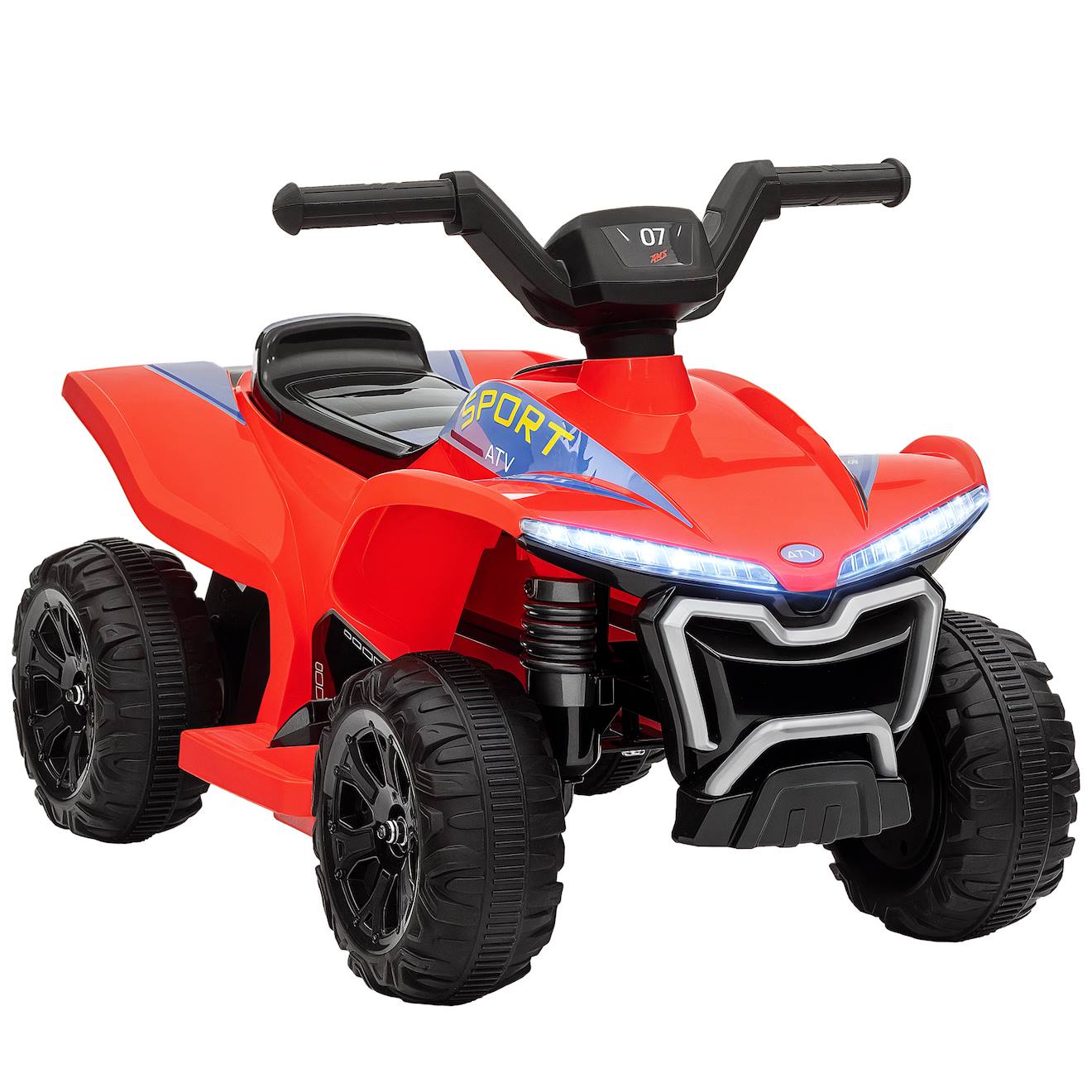Quad Électrique Enfant 6v Max. 2,5km/h Phare Effet Sonore Marche Av-ar Rouge
