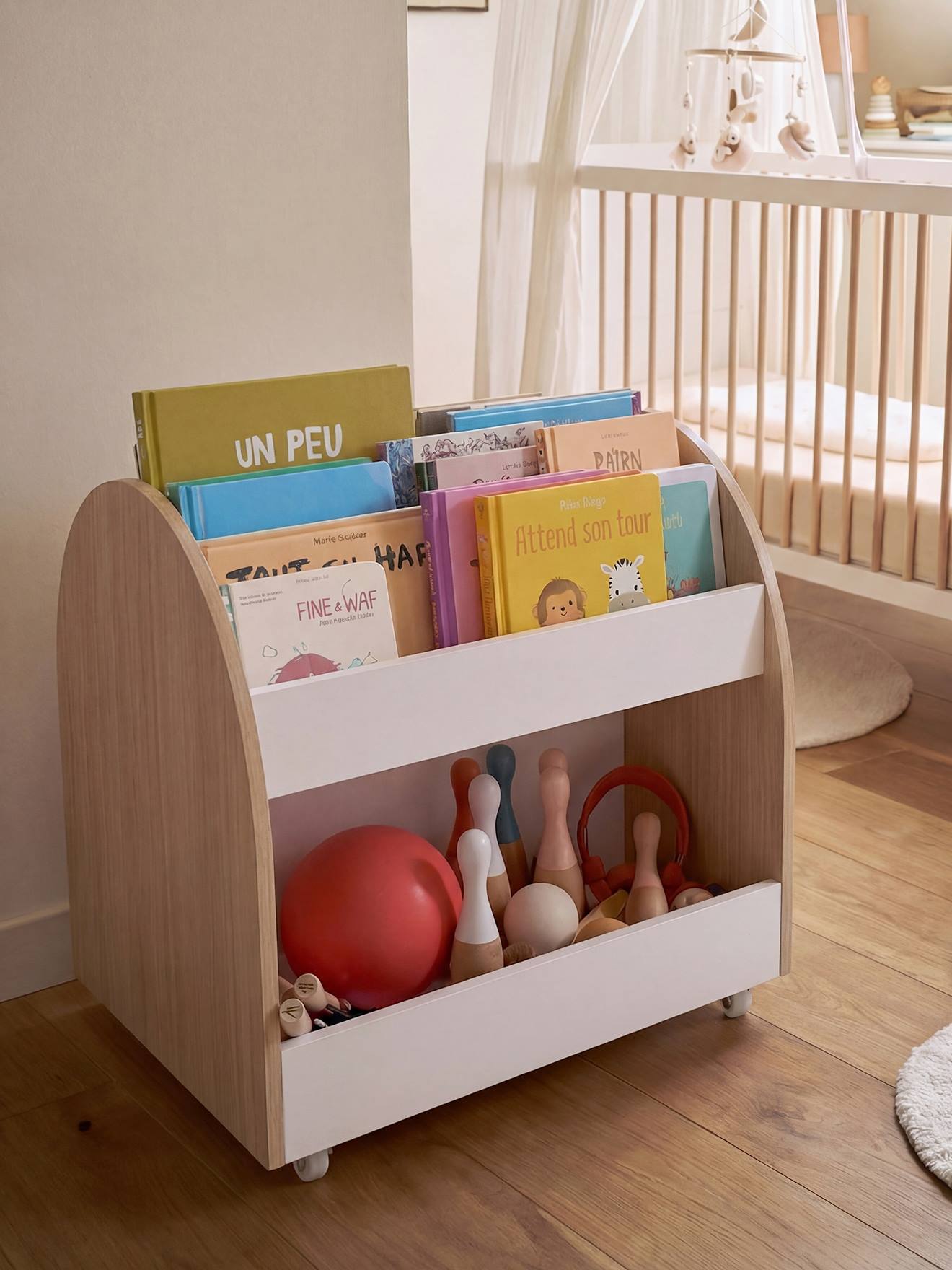 Rangement livres et jouets à roulettes YEL blanc