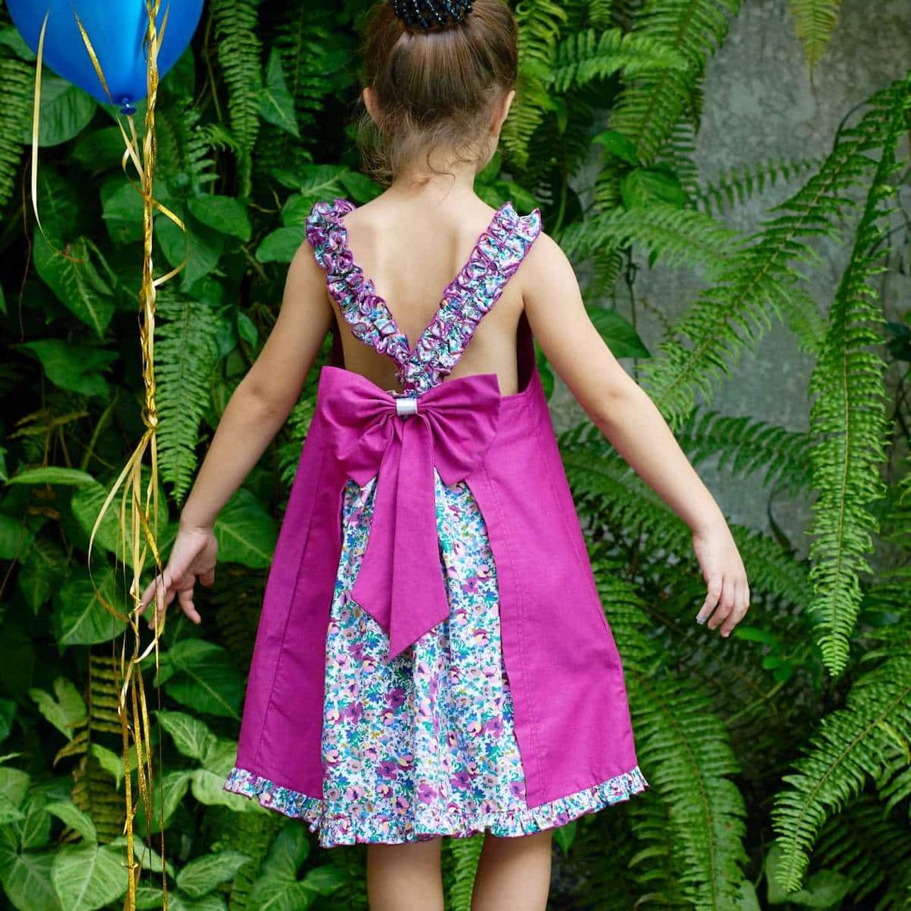 Robe Cérémonie Fleurie Noeud Amovible Anais Violet