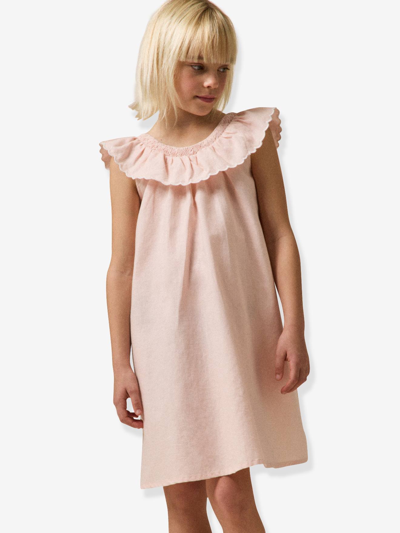 Robe courte fille rose pâle