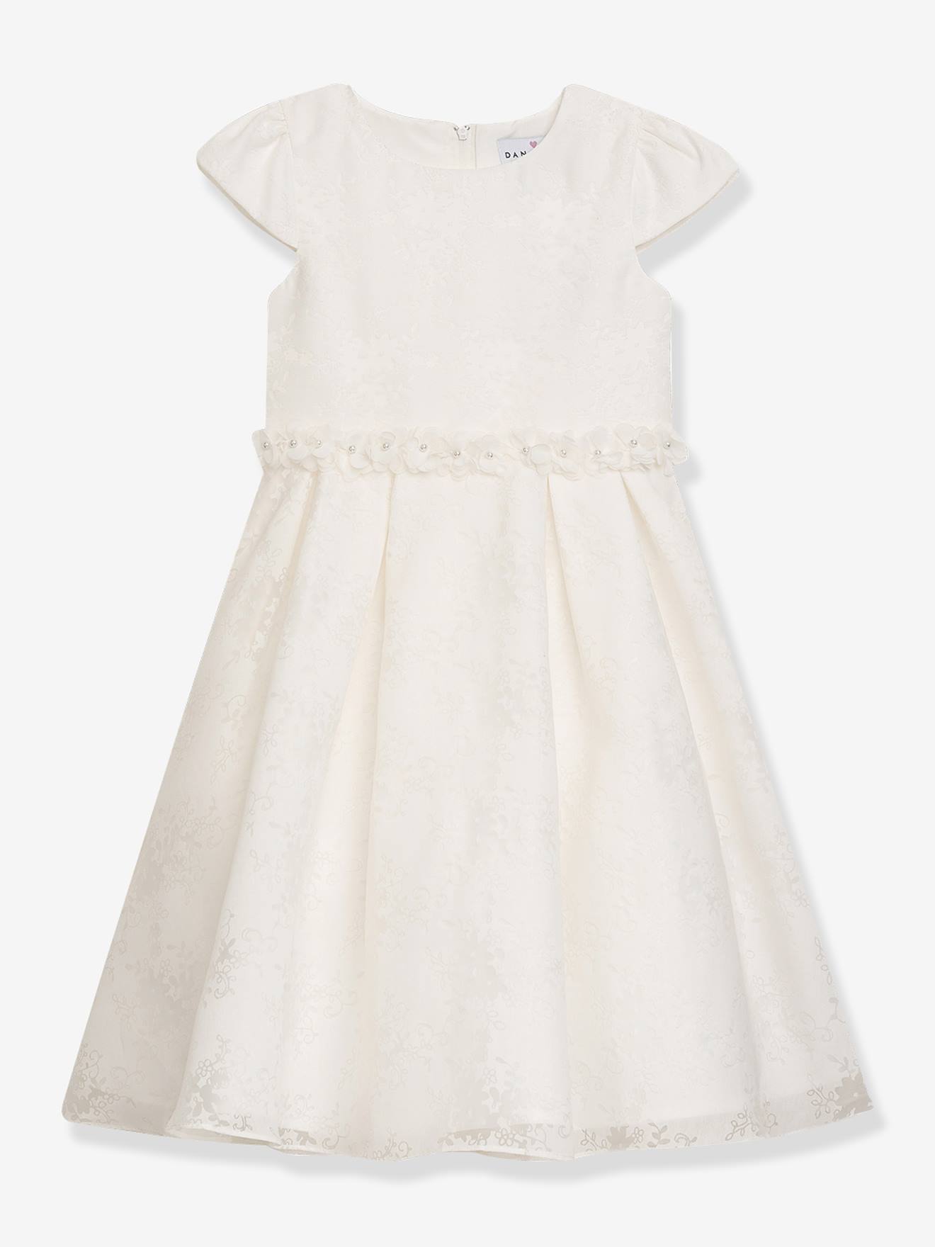 Robe de cérémonie DMILLA avec ceinture fleurie fille DANAMADE écru