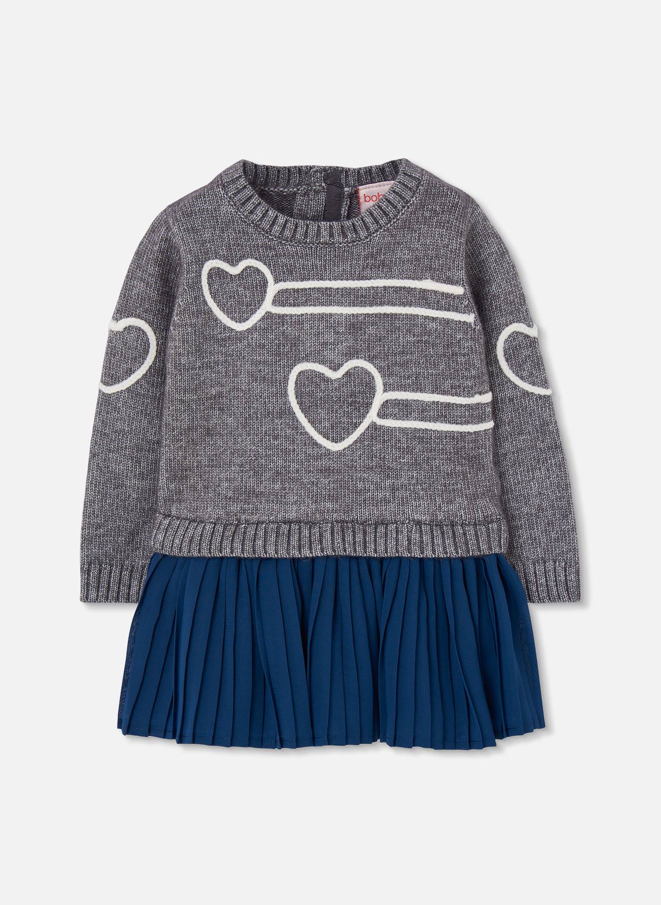 Robe Fille Avec Coeurs Et Jupe Gris