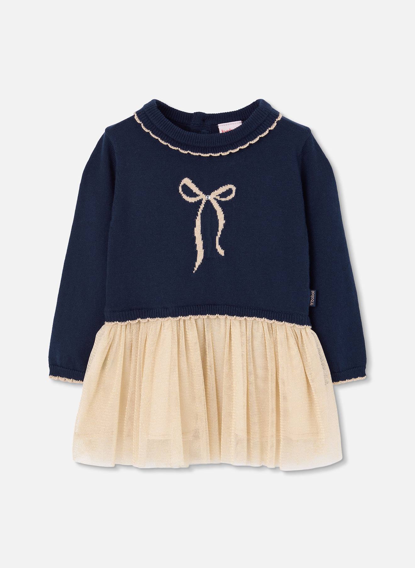 Robe Fille En Tulle Avec Noeud Bleu