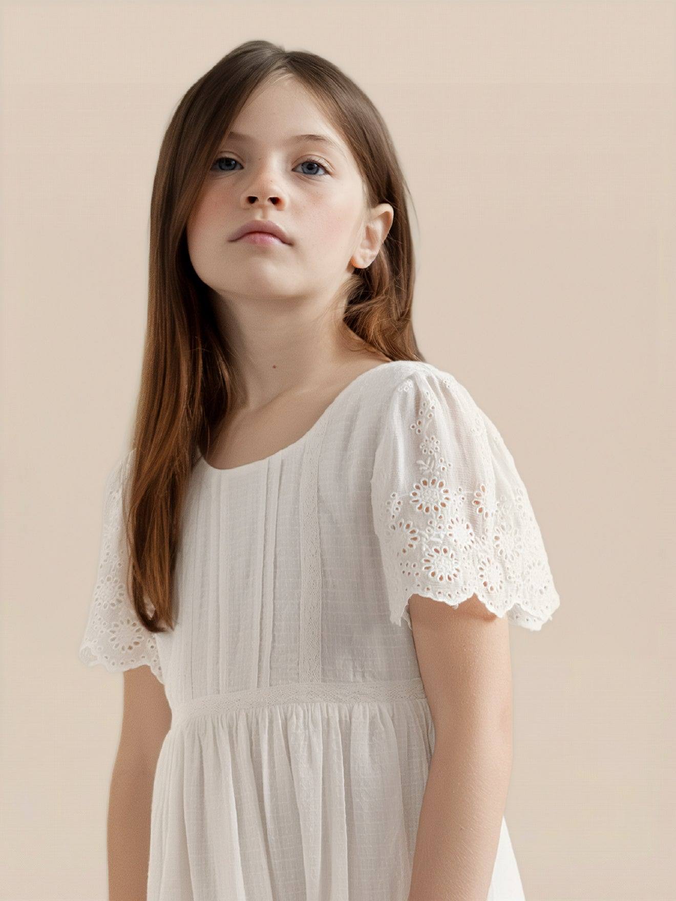Robe Fille Jeanne - Collection Fêtes Et Mariages Blanc Casse