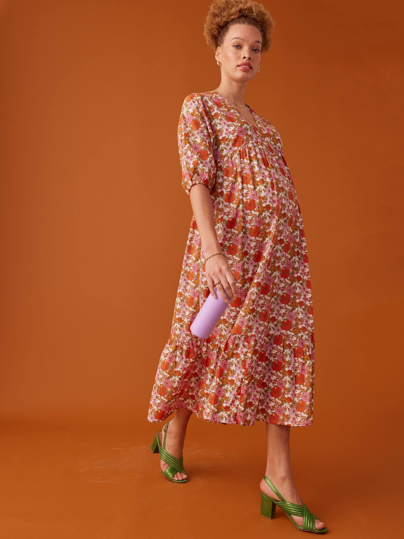 Robe longue grossesse esprit bohème écru