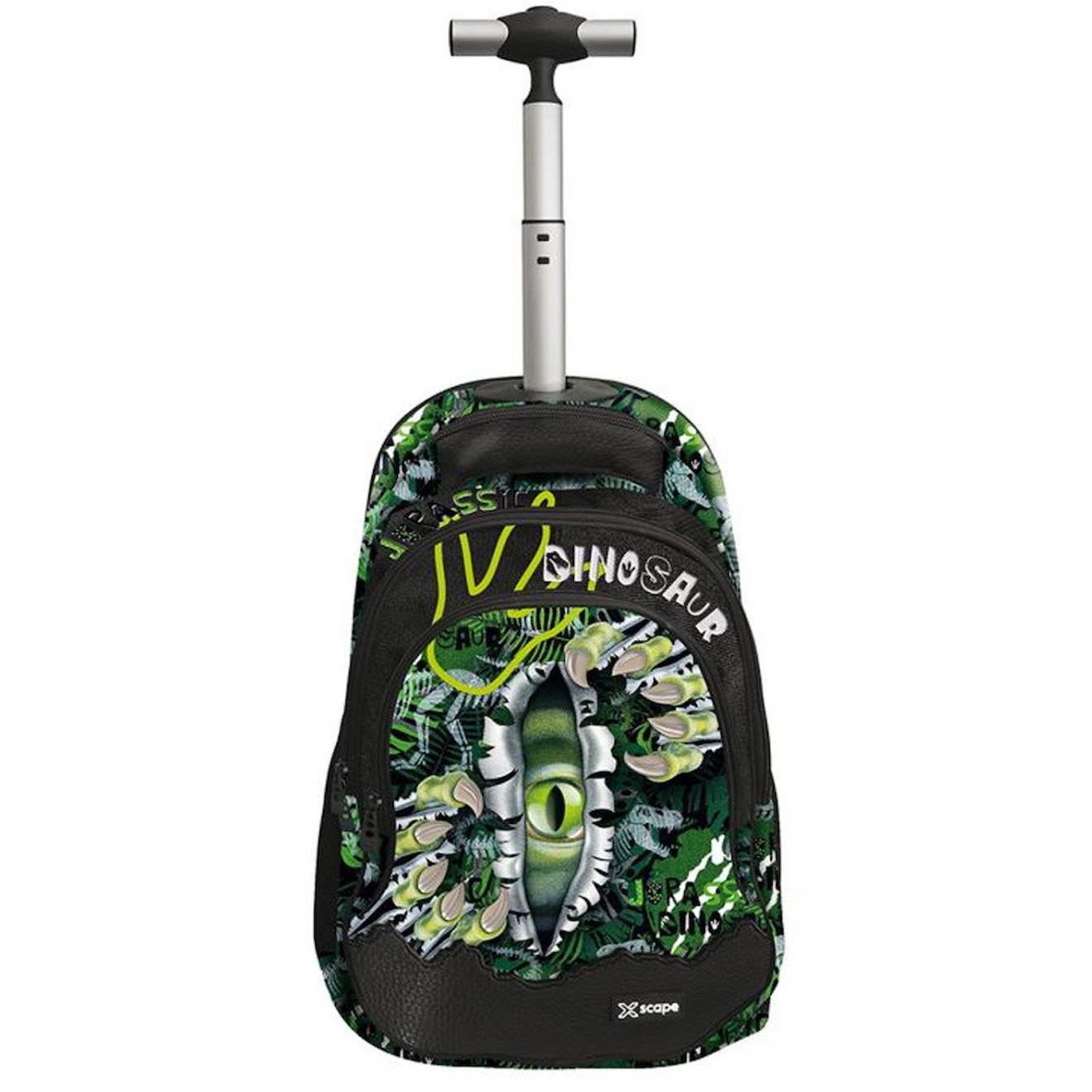 Sac À Dos À Roulettes Dinosaure 44 Cm Xscape Noir / Jaune