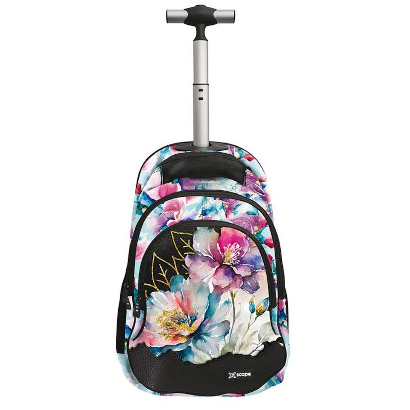 Sac À Dos À Roulettes Fleur Aquarelle 44 Cm - 2 Cpt Multicolore