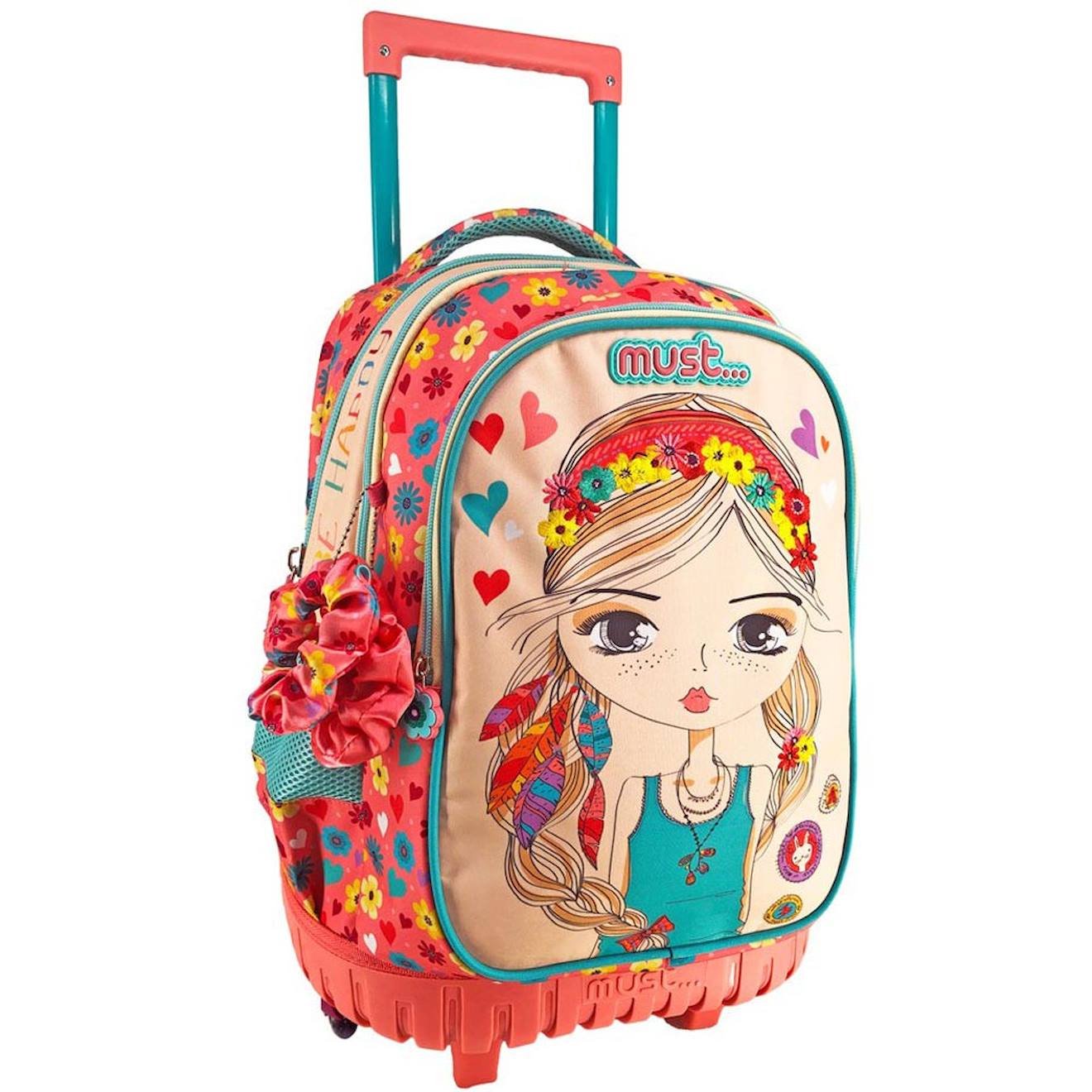 Sac À Dos À Roulettes Girl Flower Must Be Happy 45 Cm Trolley Multicolore
