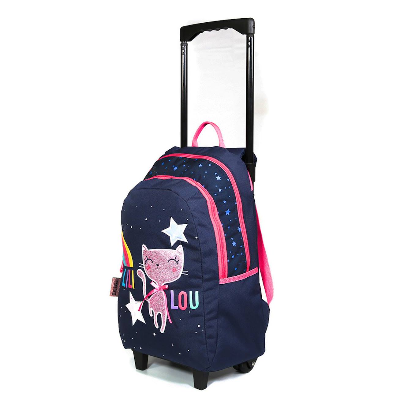 Sac À Dos À Roulettes Lililou Le Chat Ciel 45 Cm Trolley Haut De Gamme - Cartable Multicolore