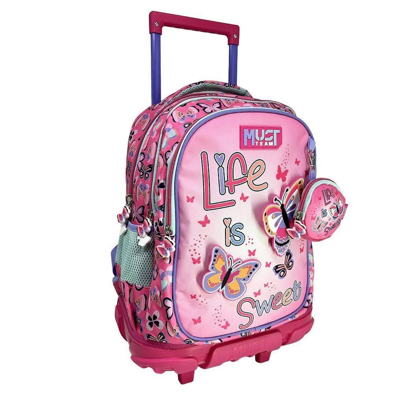 Sac À Dos À Roulettes Must Papillons Life 45 Cm Trolley Multicolore