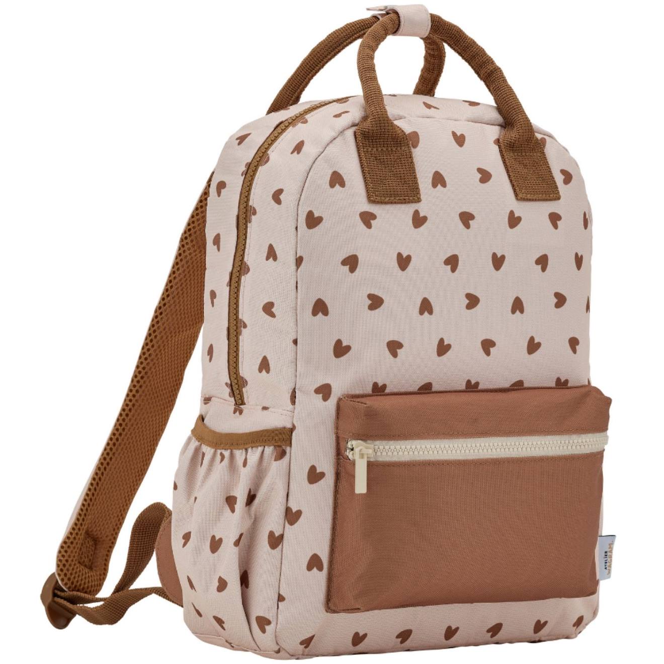 Sac À Dos Cœurs Marron Beige, Marron