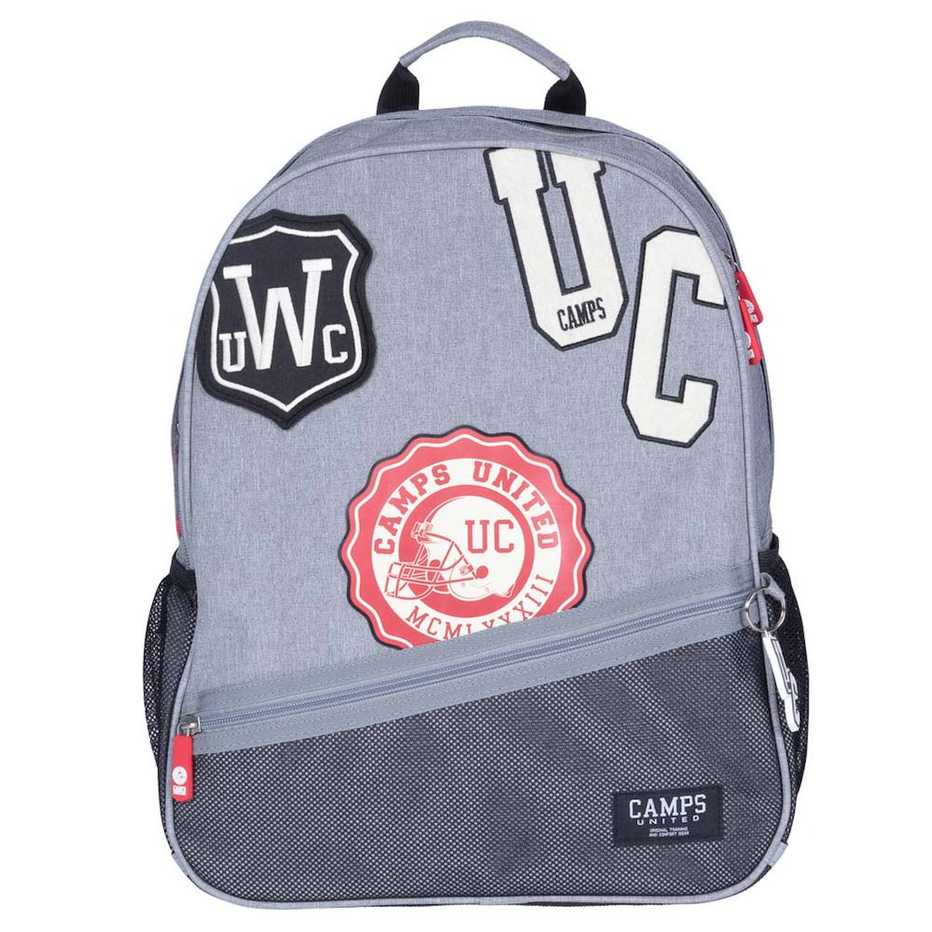 Sac À Dos Enfant Garçon Camps 42 Cm – 2 Compartiments Zippés, Poche Avant Zippée Gris / Multicolore / Blanc