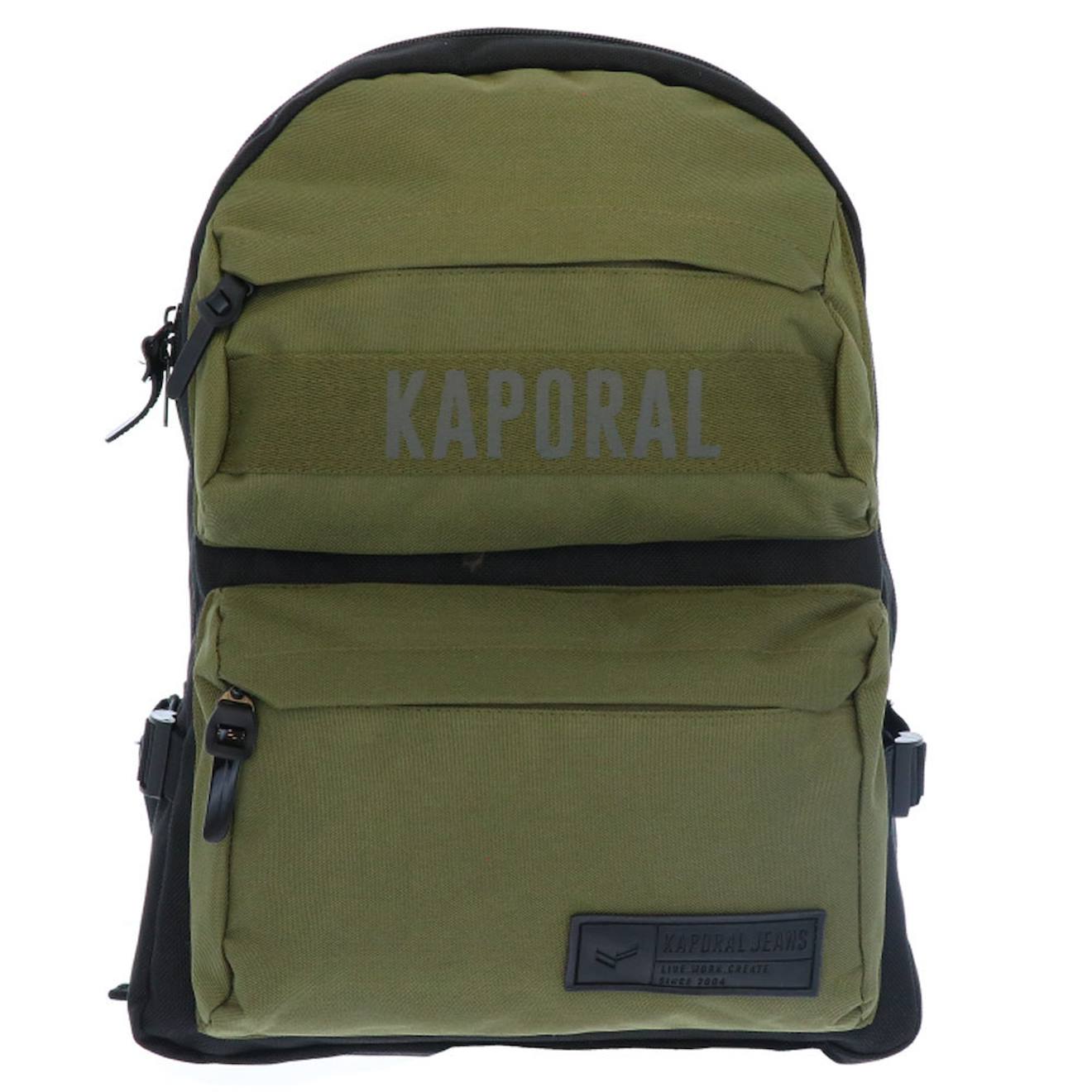 Sac À Dos Scolaire 2 Compartiments Kaporal En Toile 42 Cm Noir / Vert