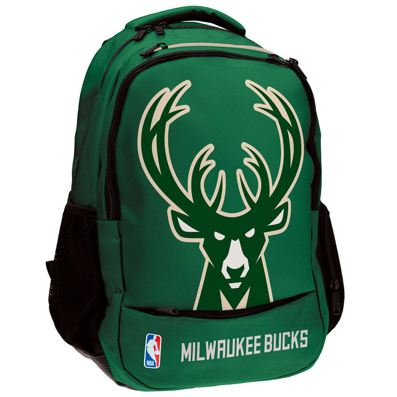 Sac À Dos Scolaire 43 Cm À 2 Compartiments Zippés - Nba Milwaukee Bucks Vert