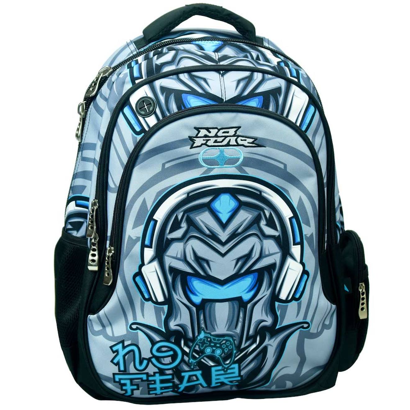 Sac À Dos Scolaire Garçon Compartimenté Motif Robot No Fear 43 Cm Gris / Noir / Bleu