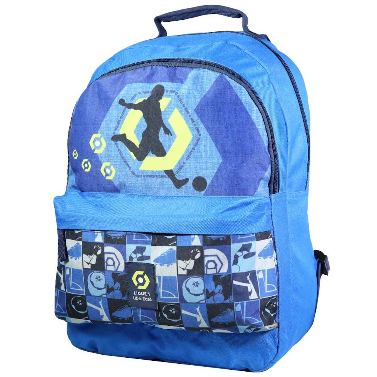 Sac À Dos Scolaire Garçon Football Ligue 1 Licence Officielle 43 Cm Bleu