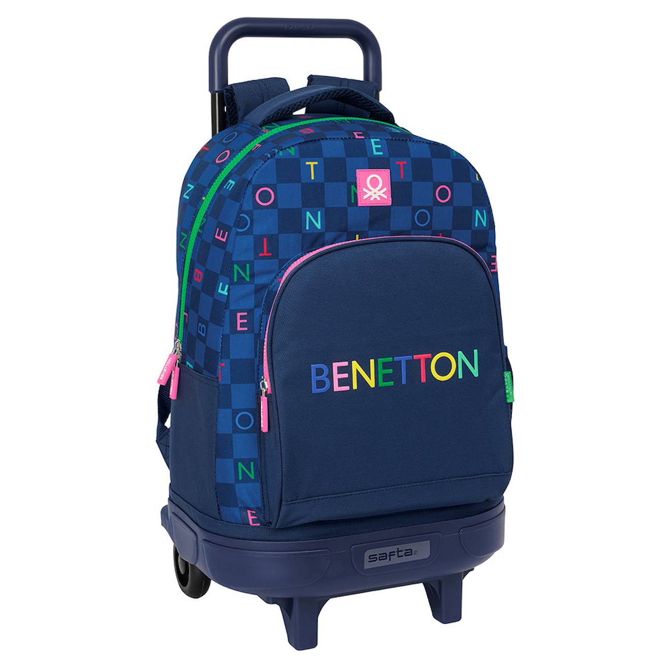 Sac À Dos Trolley Benetton Damero À Roues Amovible 45x33x22 Cm Bleu / Multicolore