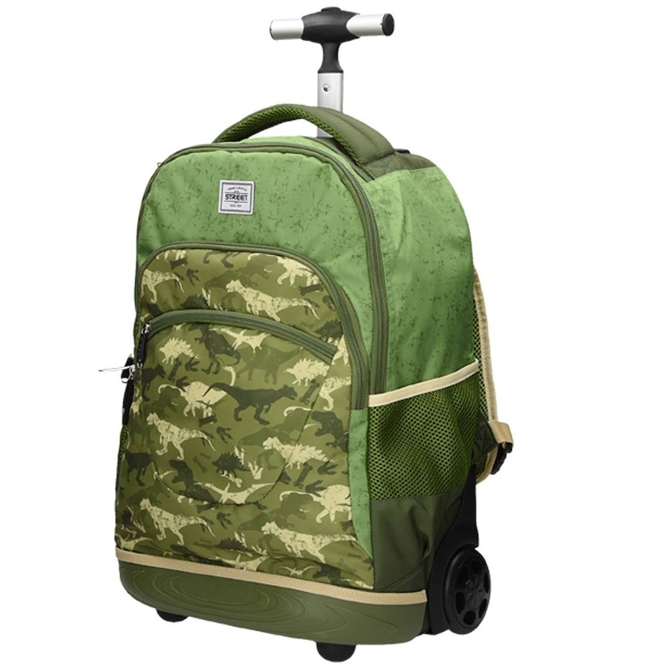 Sac À Dos Trolley Garçon Imprimé Camouflage Dinosaure 45 Cm Vert