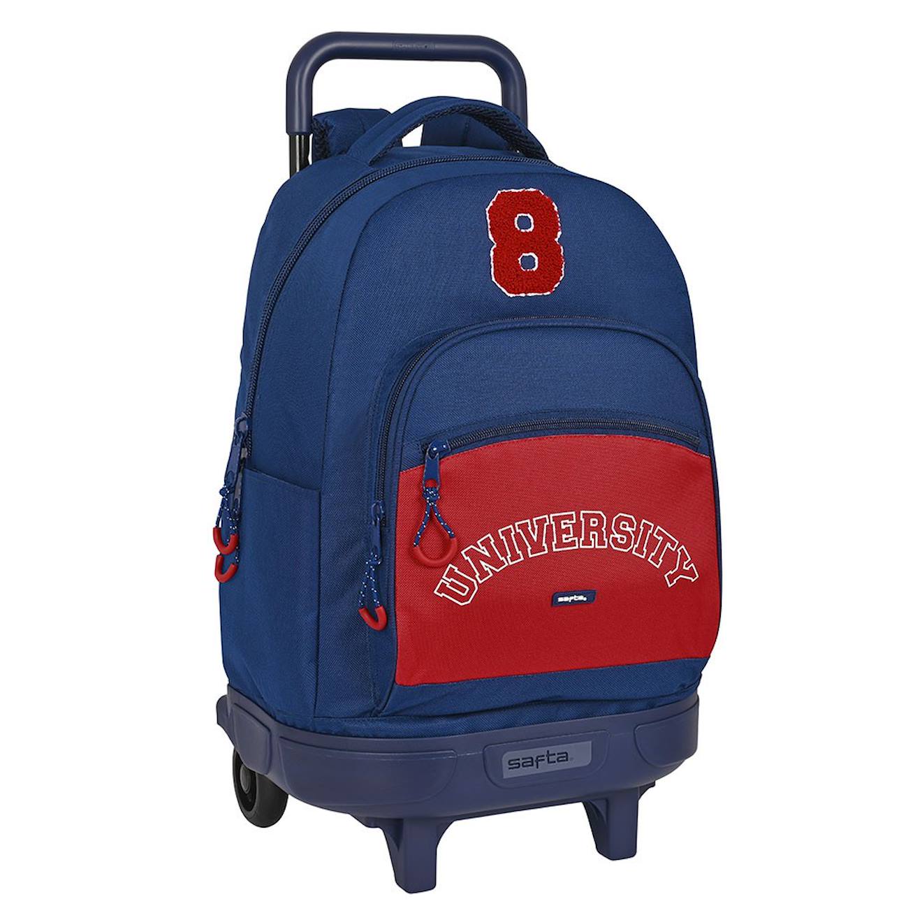 Sac À Dos Trolley Garçon University Avec Base Rigide Et 2 Compartiments 45 Cm Bleu / Rouge