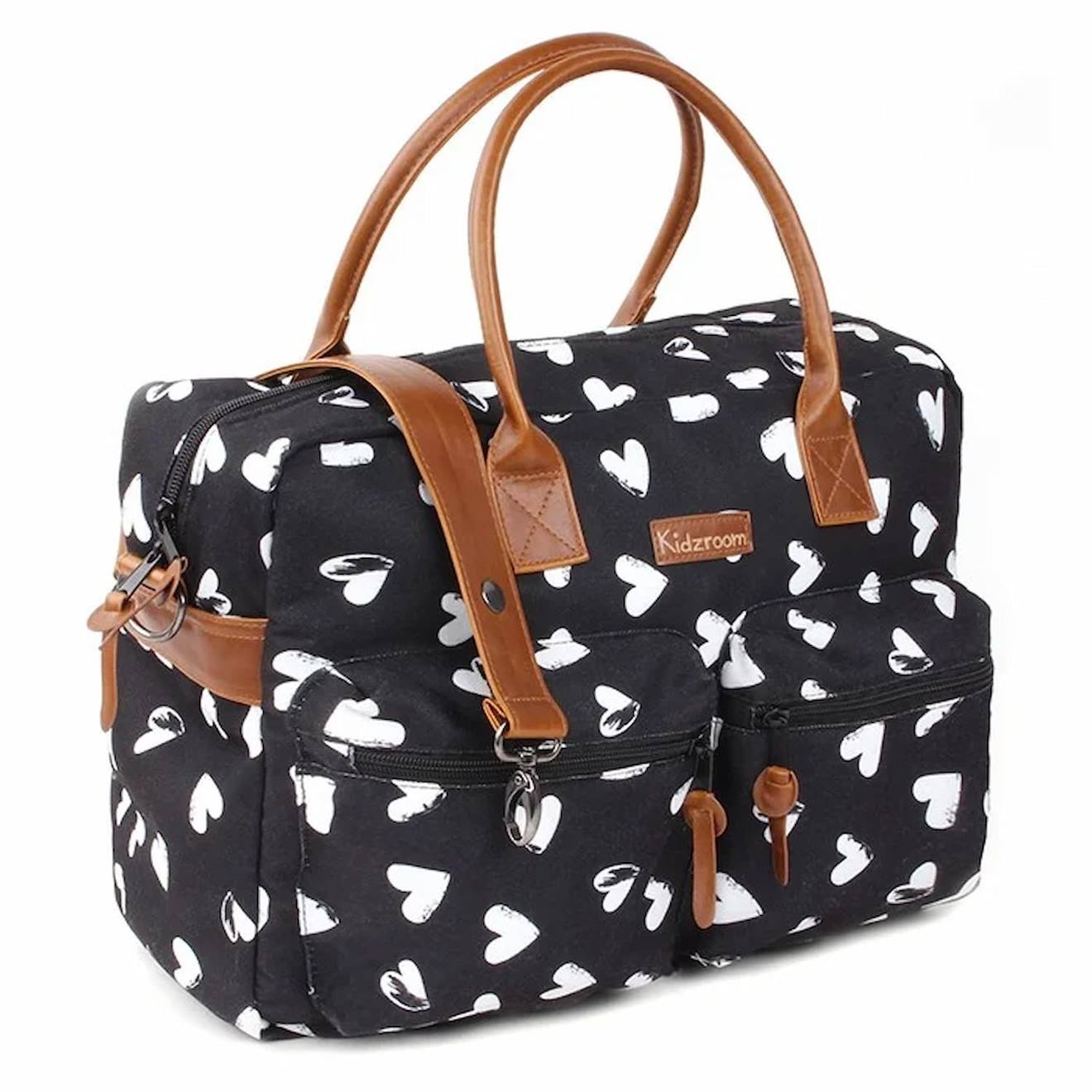 Sac À Langer Black & White Et Son Matelas Coeurs Noir