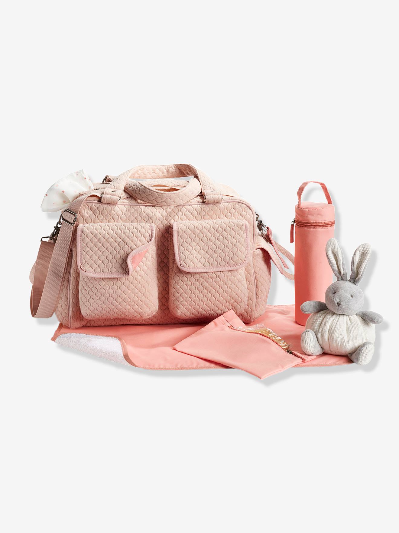 Sac à langer Journée multipoches rose poudré