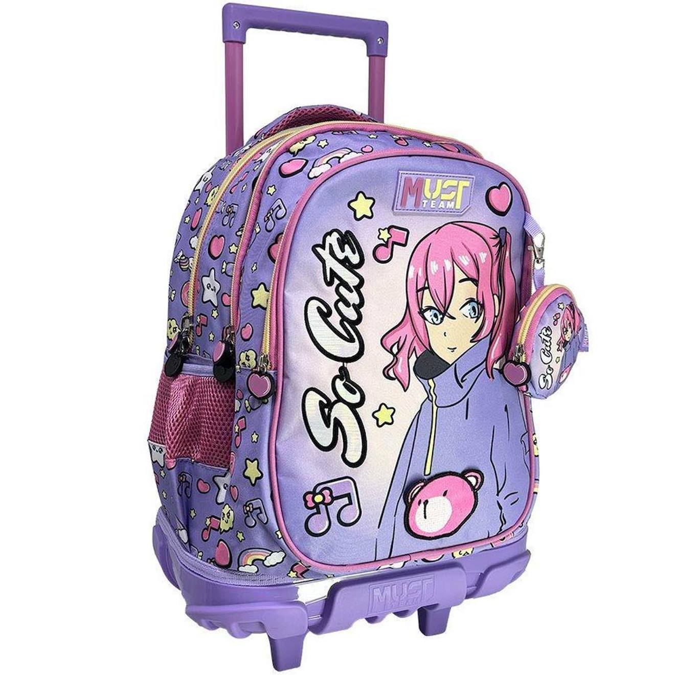 Sac À Roulettes Manga Must So Cute 3 Compartiments 45 Cm Violet Foncé