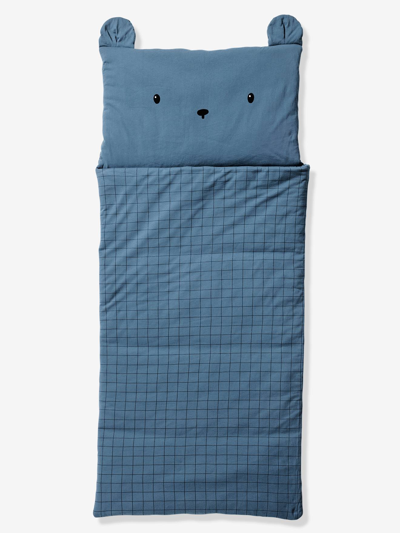 Sac de couchage Ourson, avec coton recyclé bleu