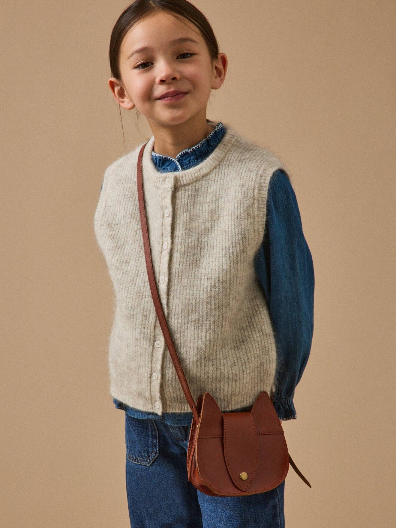 Sac Écureuil En Cuir Fille Cognac