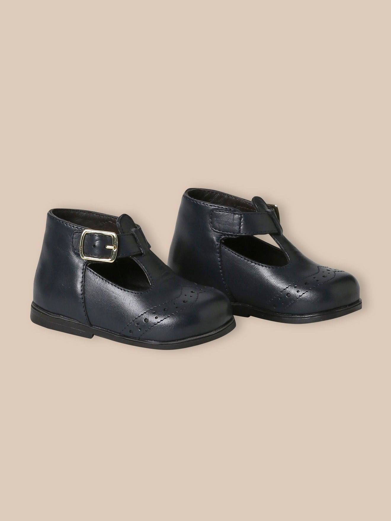Salomés En Cuir Bébé Marine