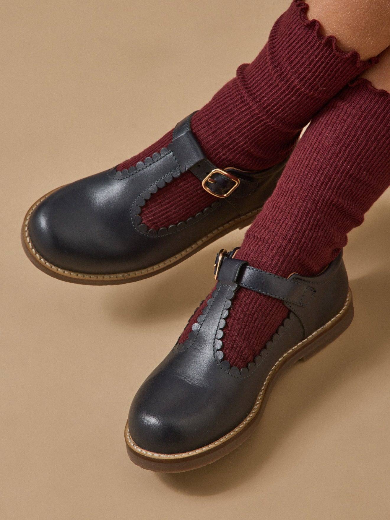 Salomés En Cuir Fille Marine
