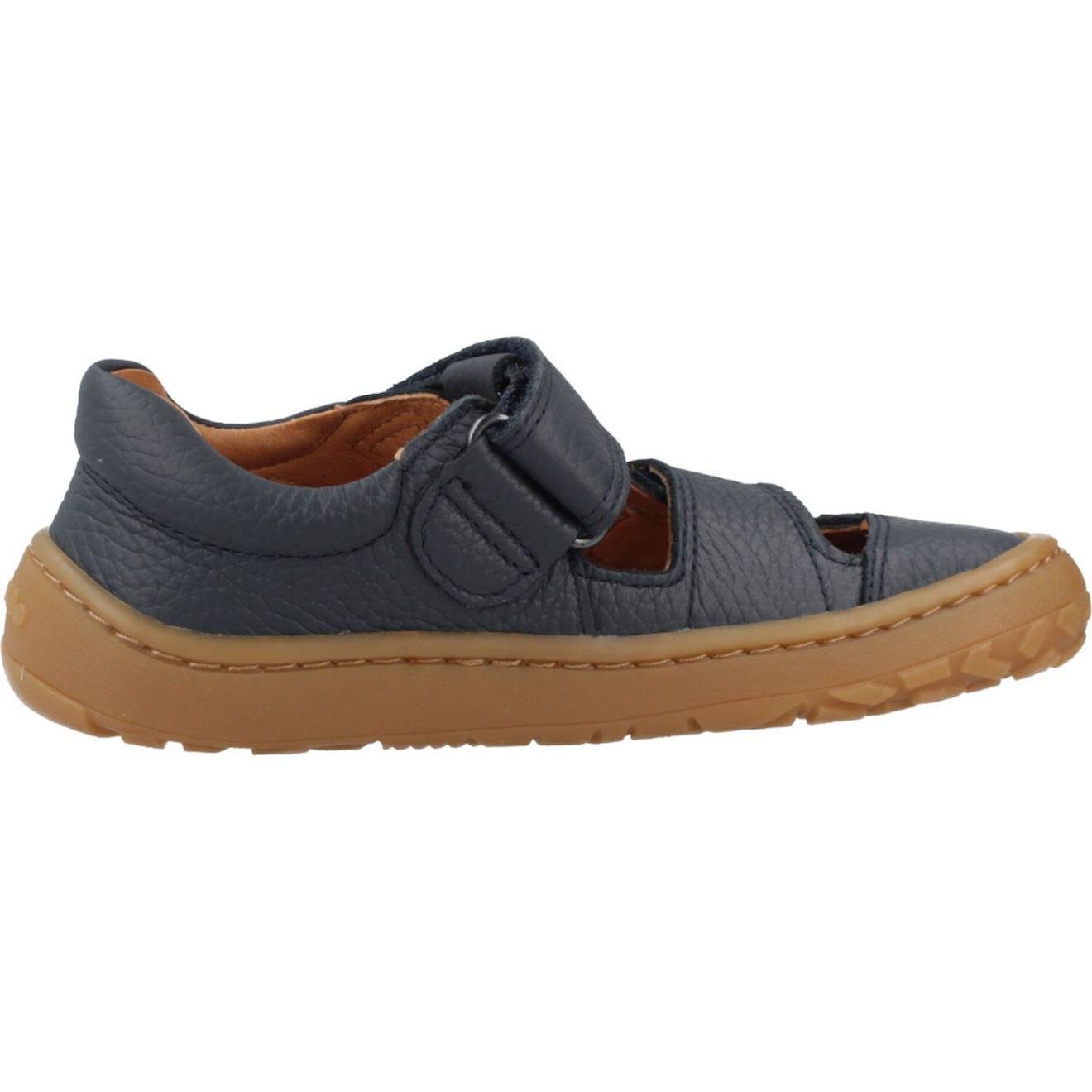 Sandale Enfant Cuir À Scratch Bleu