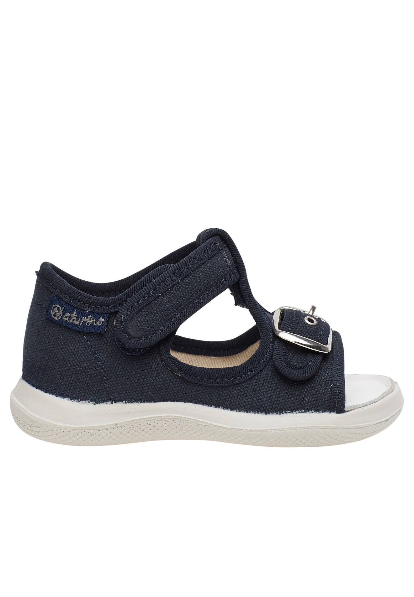 Sandales À Bout Ouvert « Open Toe » En Tissu Paros Bleu Foncé-