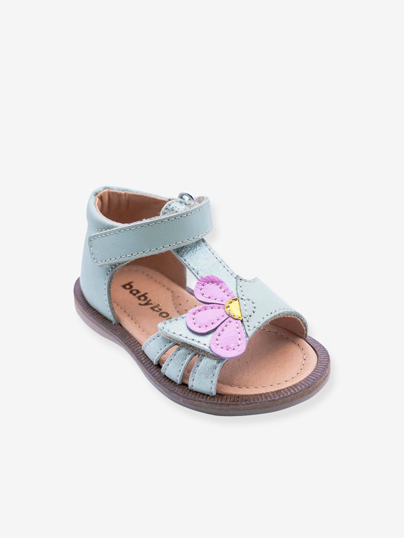 Sandales cuir bébé 4225B021 Babybotte vert d'eau