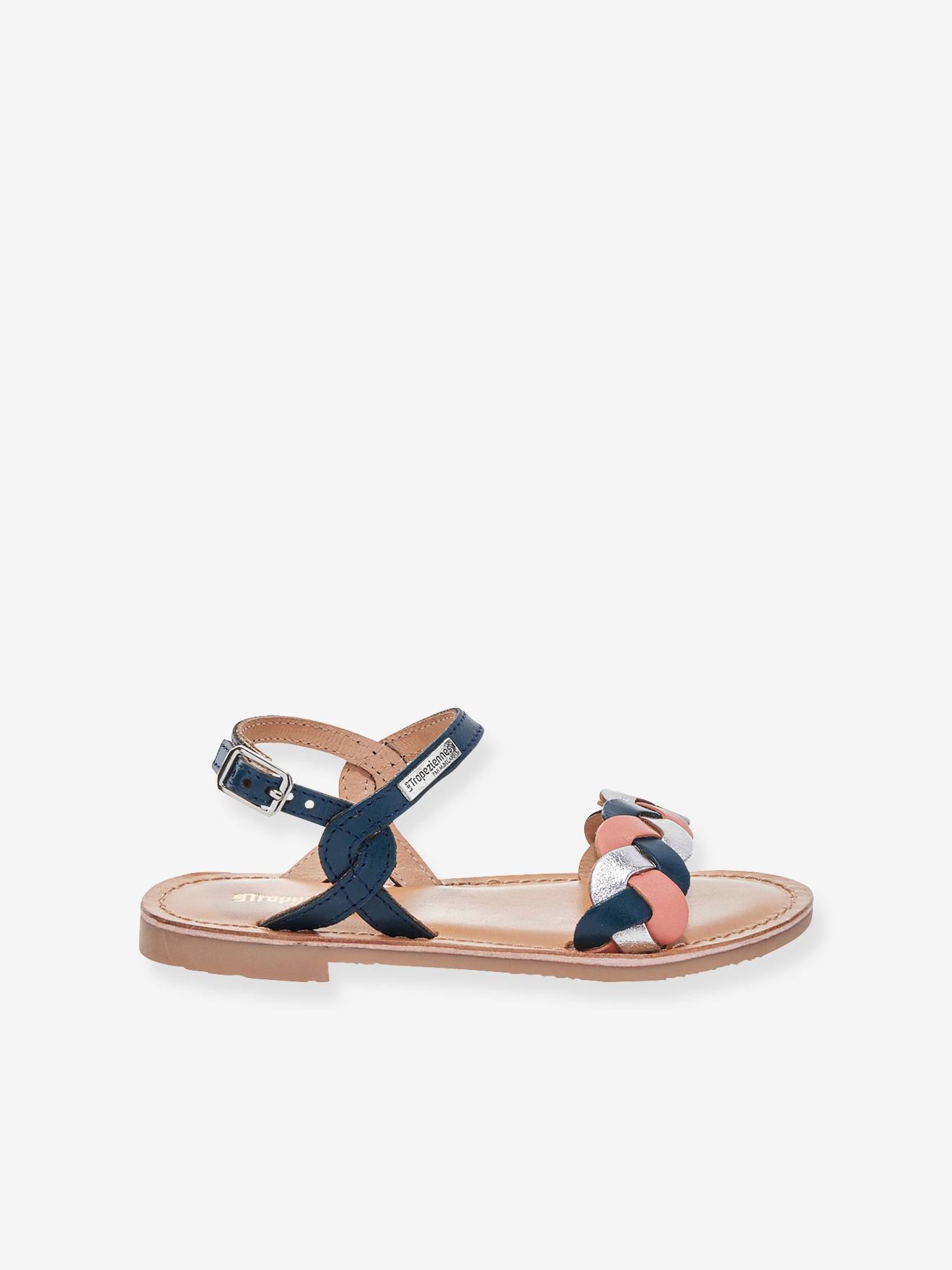 Sandales cuir enfant Bonbon PAR M. BELARBI bleu imprimé