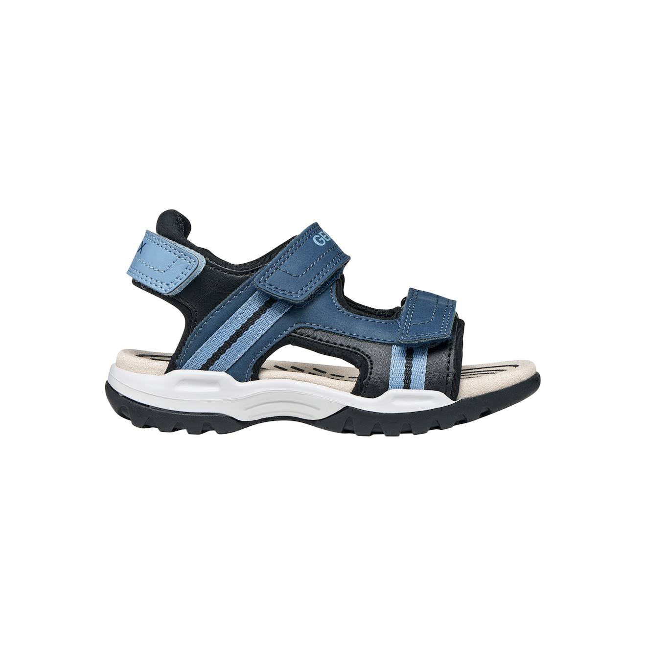 Sandales En Cuir À Scratch Denim Noir