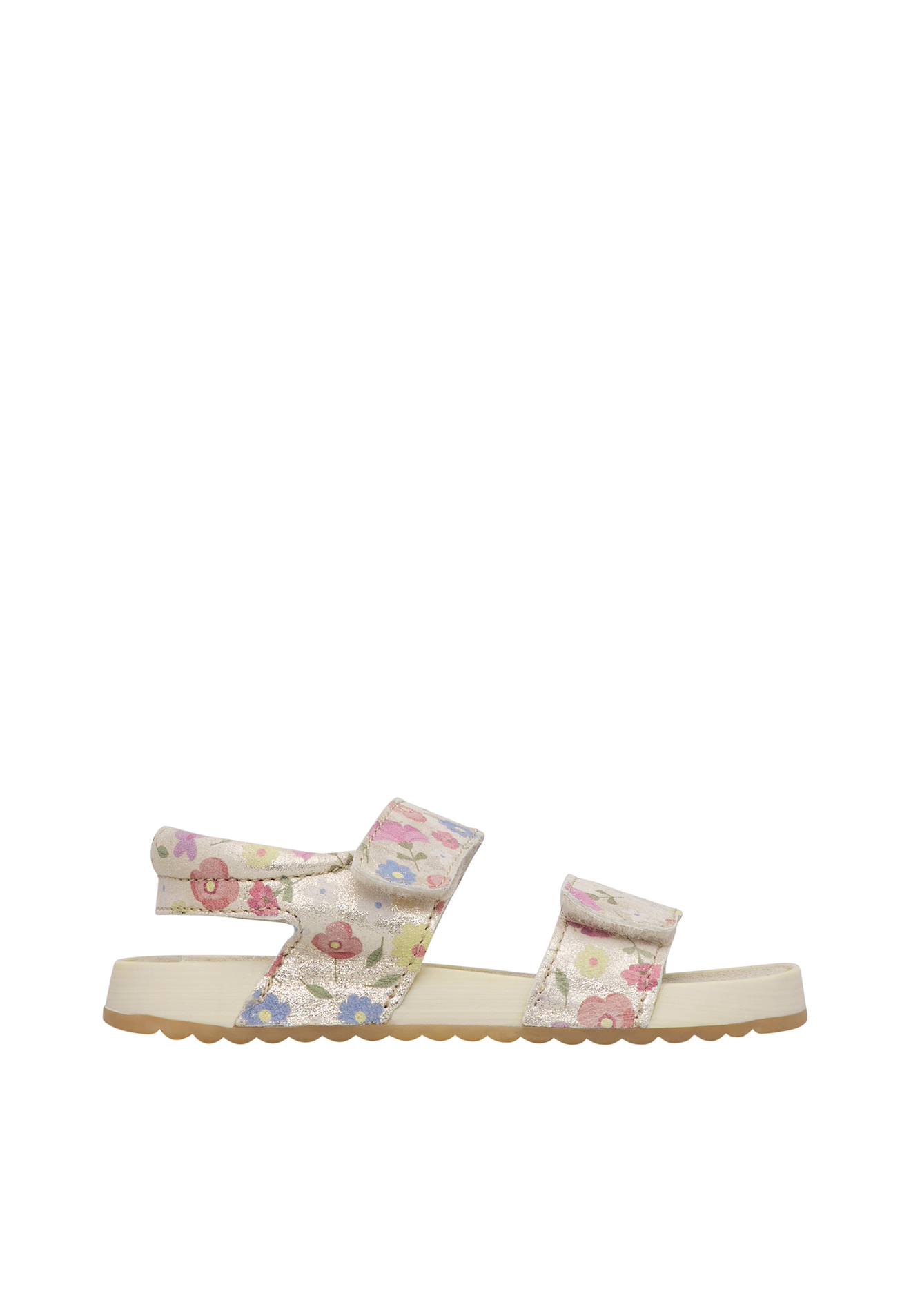 Sandales En Cuir Avec Des Fleurs Salny. Platine-