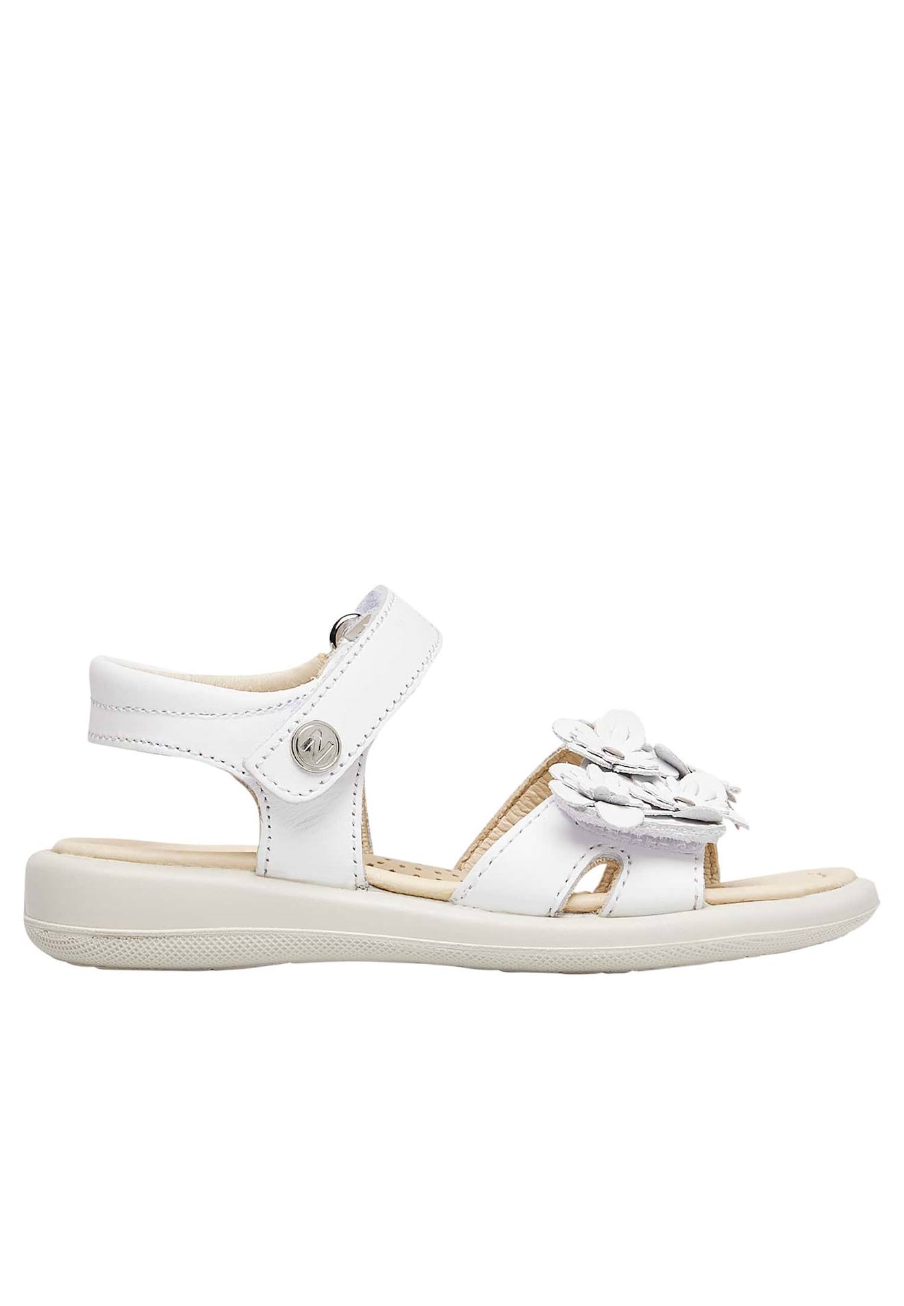 Sandales En Cuir Avec Fleurs Appliquées Brahma Blanc-