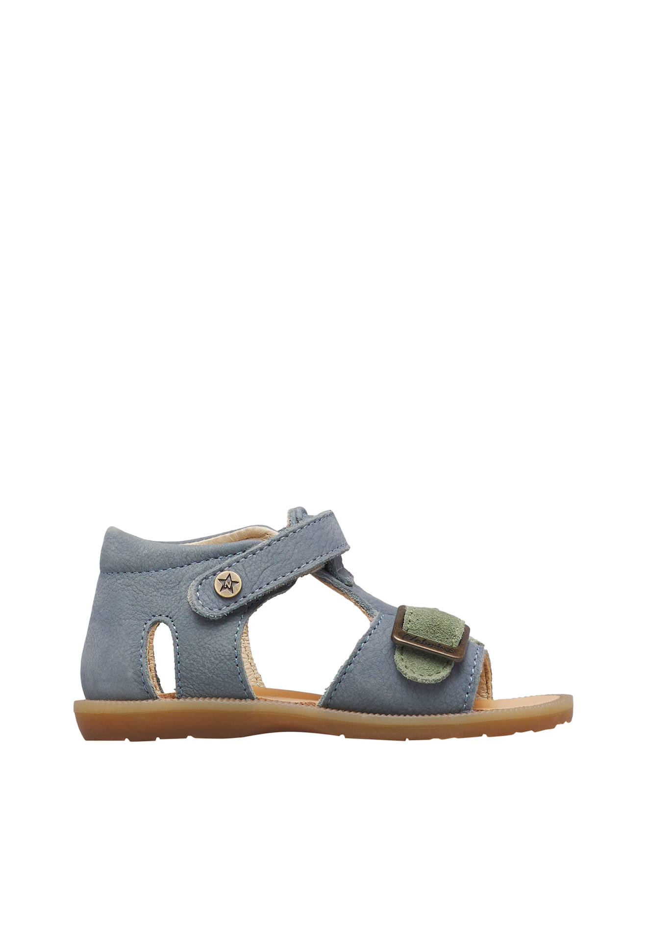 Sandales En Cuir Et En Daim Quarzo Céleste-