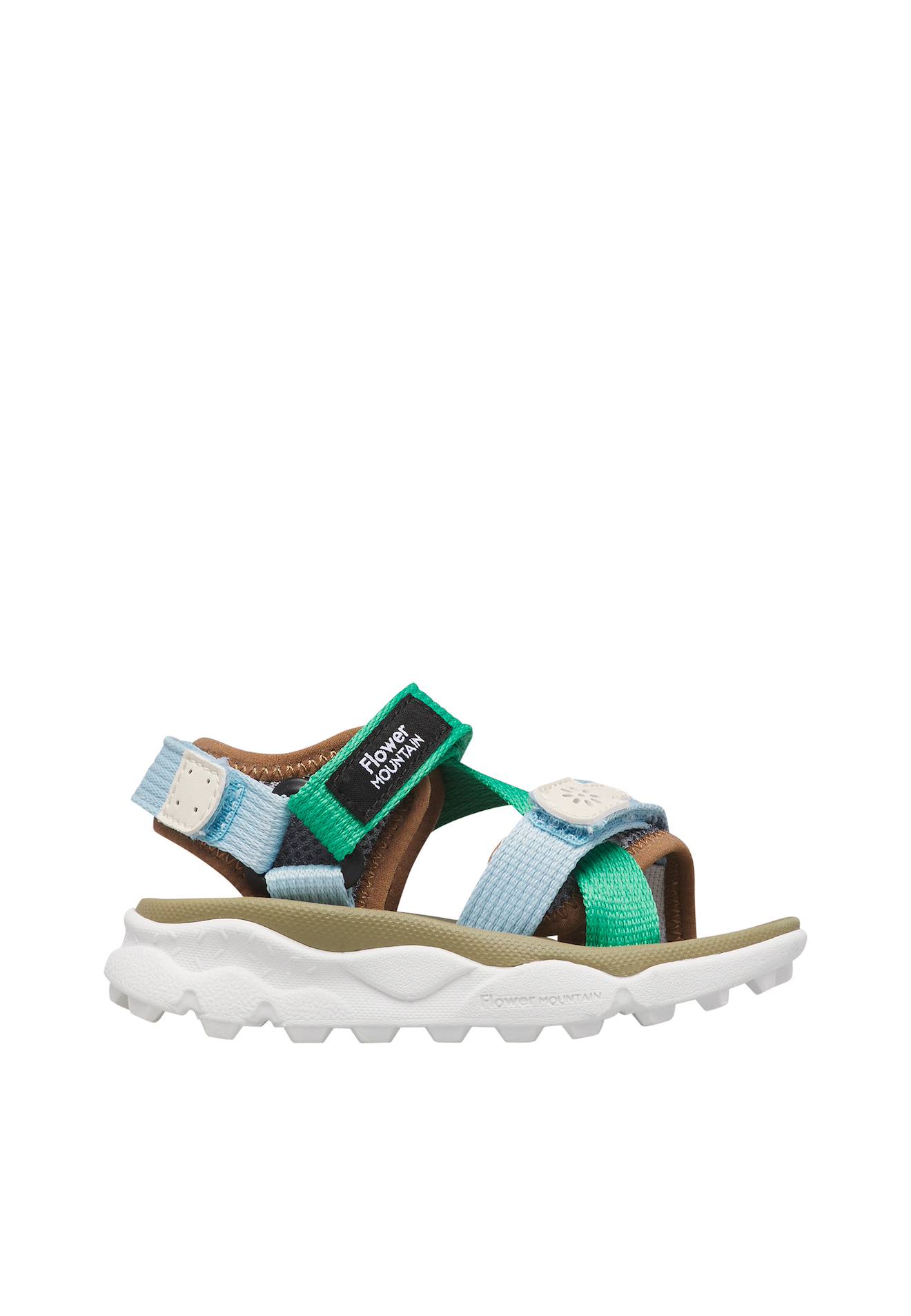 Sandales En Simili Cuir Et Tissu Nazca 2 Junior. Céleste-vert