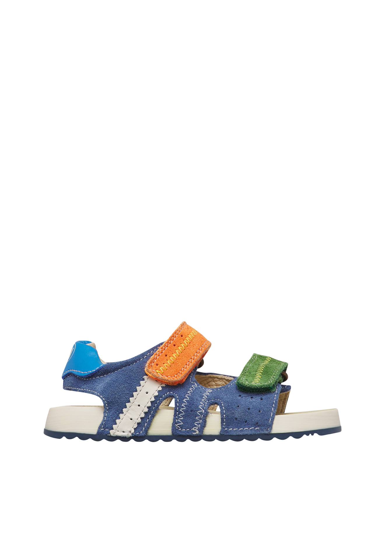 Sandales En Suède Et Cuir Sihur. Marine-orange