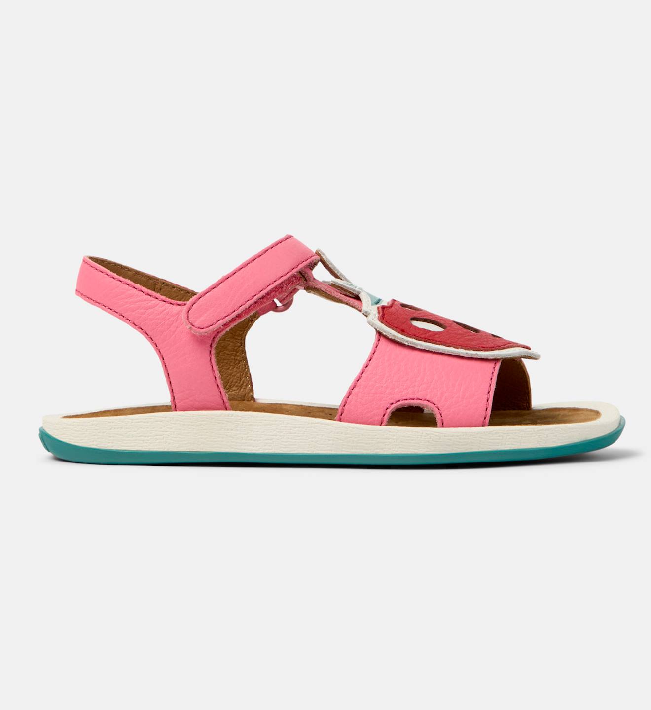 Sandales Fille Cuir Bicho Kids Twins Rose Rouge