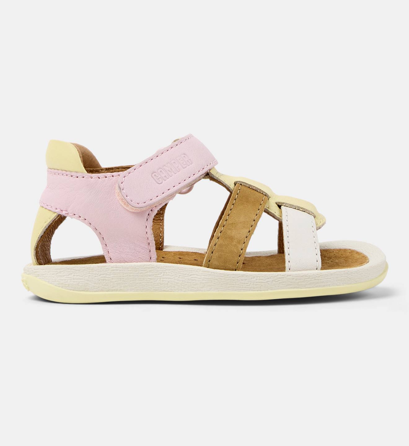 Sandales Fille Cuir Bicho Twins Jaune Rose