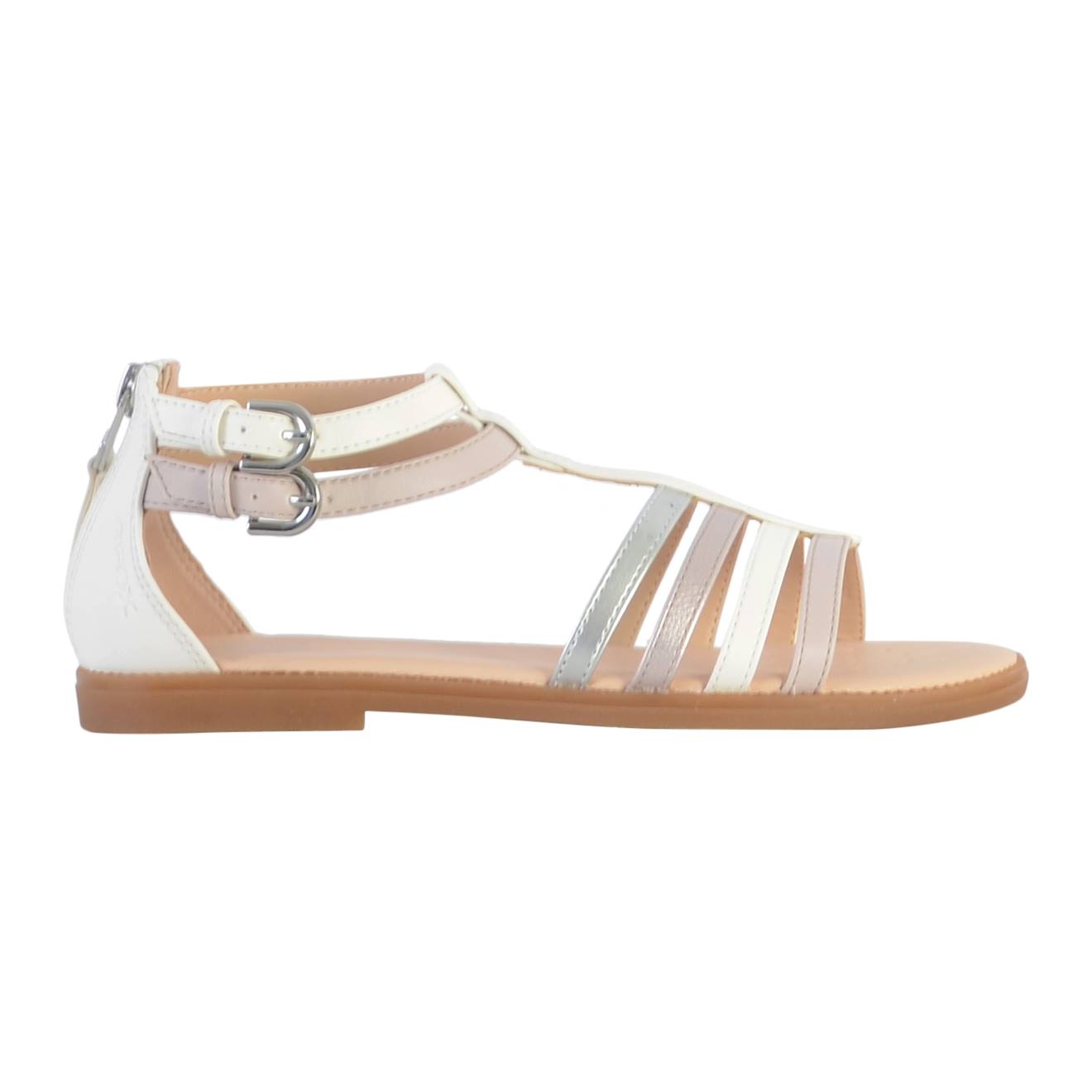Sandales Vernis À Brides Blanc Rose Claire